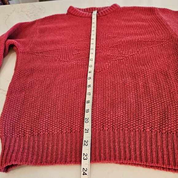 BENETTON Sweater Large Made In Italy Pink Burgundy Shetland Wool Knit - Picture 6 of 6
